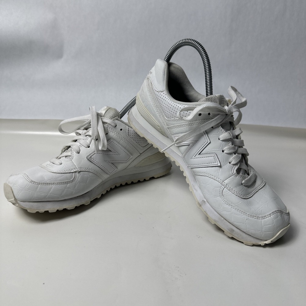 New Balance 574 Classics White Exotic Croc Leather Mens Sneakers ML574WEX Size 9